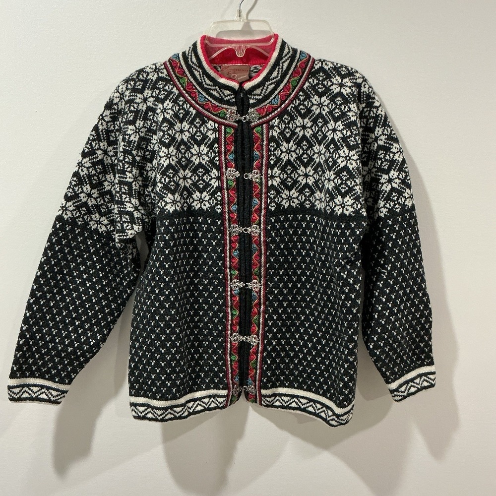 Vintage‎ Christiania Sweaters Nordic Fair Isle Snowflake Pattern Sweater Size M